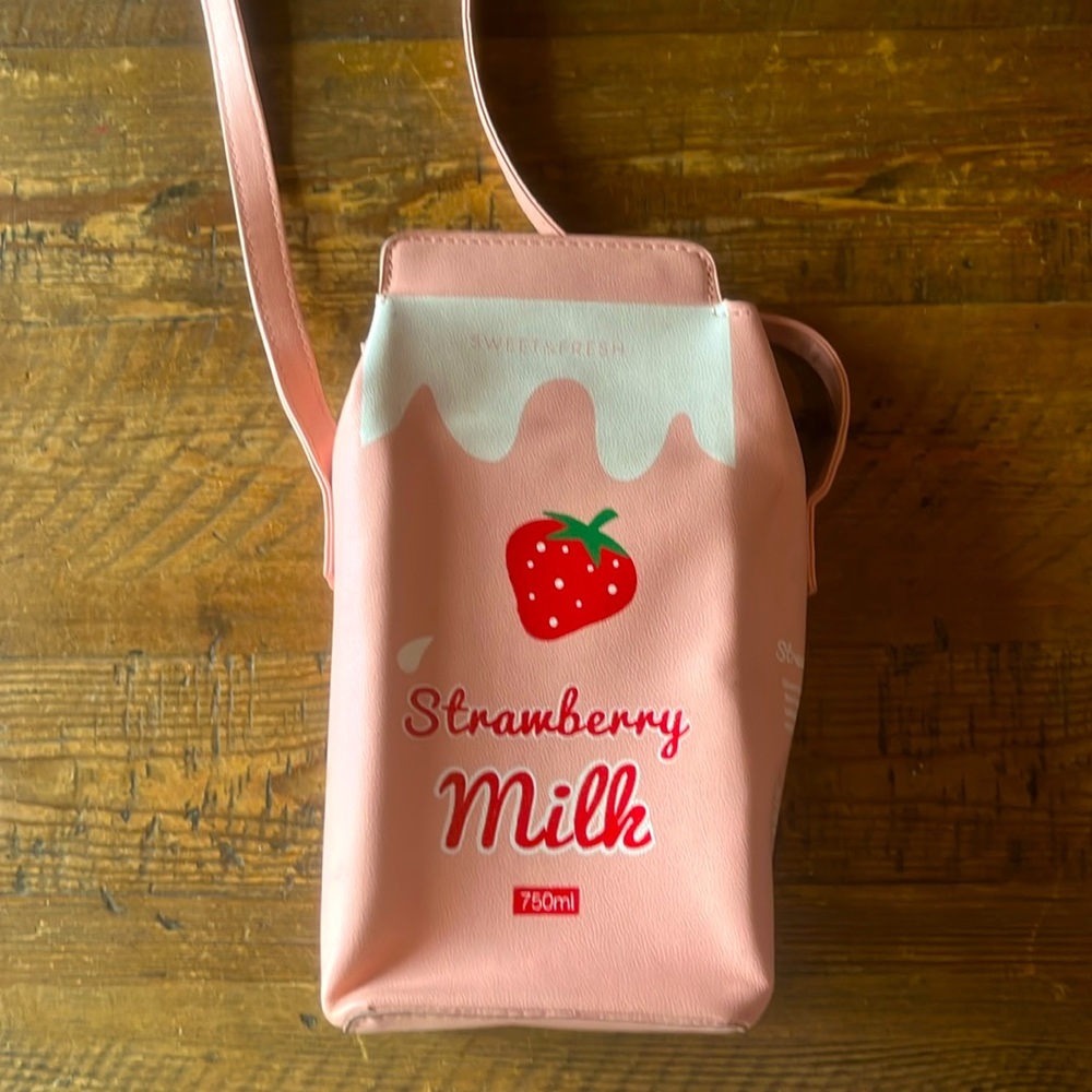 Adorable Strawberry Milk Kawaii purse /bag